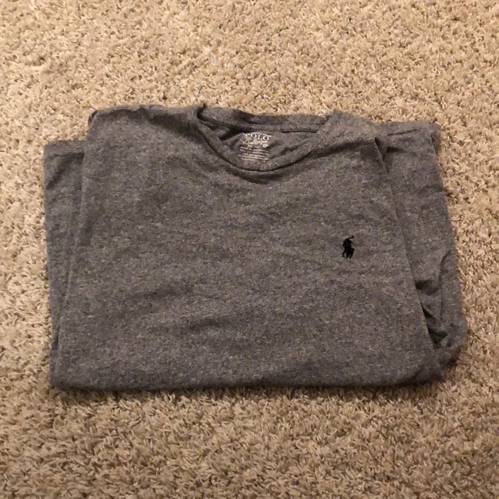 Polo Tee, size Men medium, all gray with black polo sign. In perfect condition.